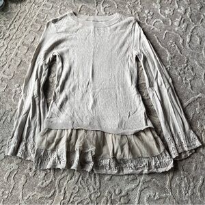 LC Lauren Conrad Cream Lace Trim Blouse